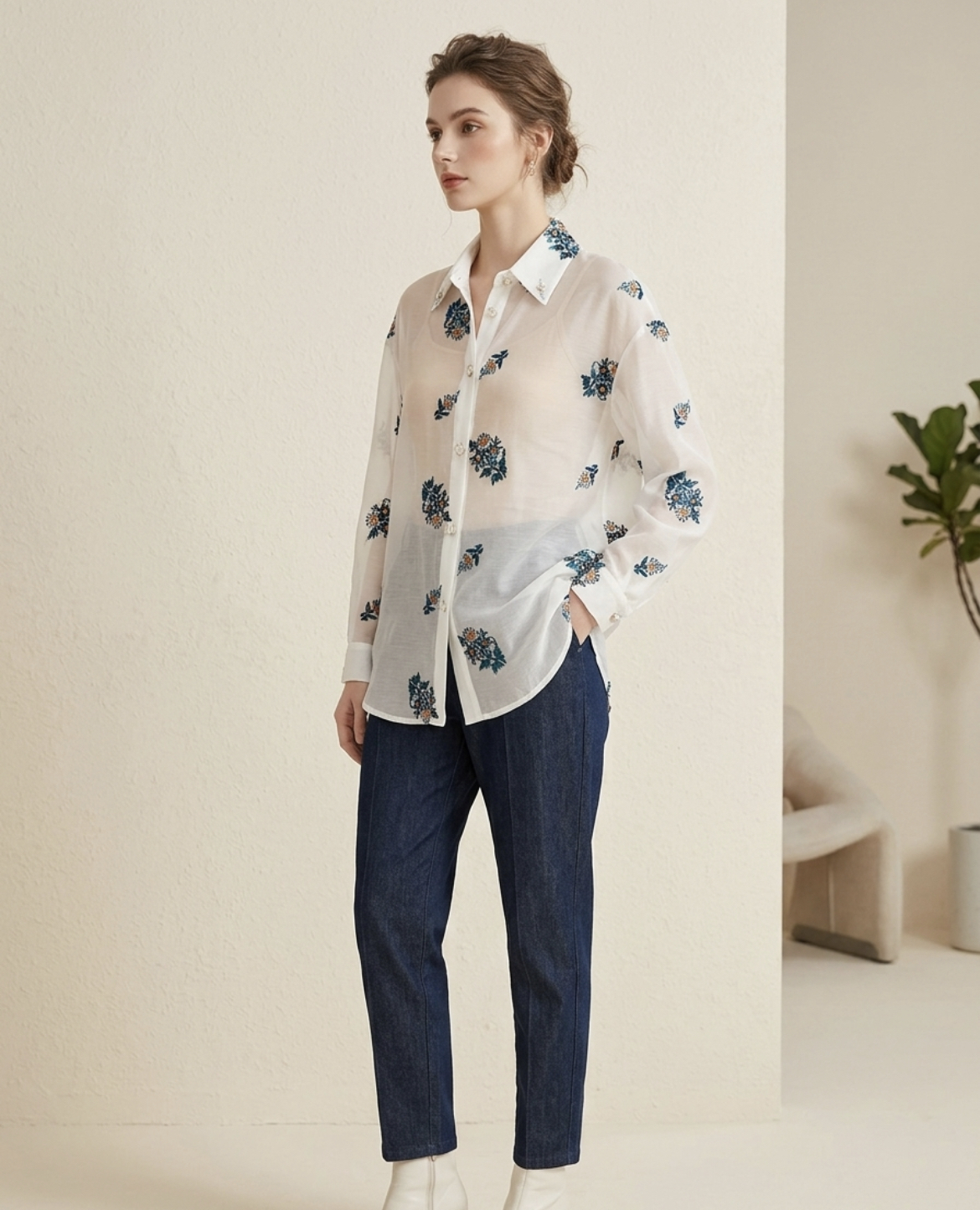 Camicia fiori e strass